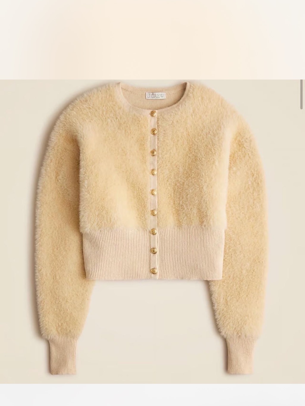 J. Crew Pale Yellow Fuzzy Cropped Cardigan